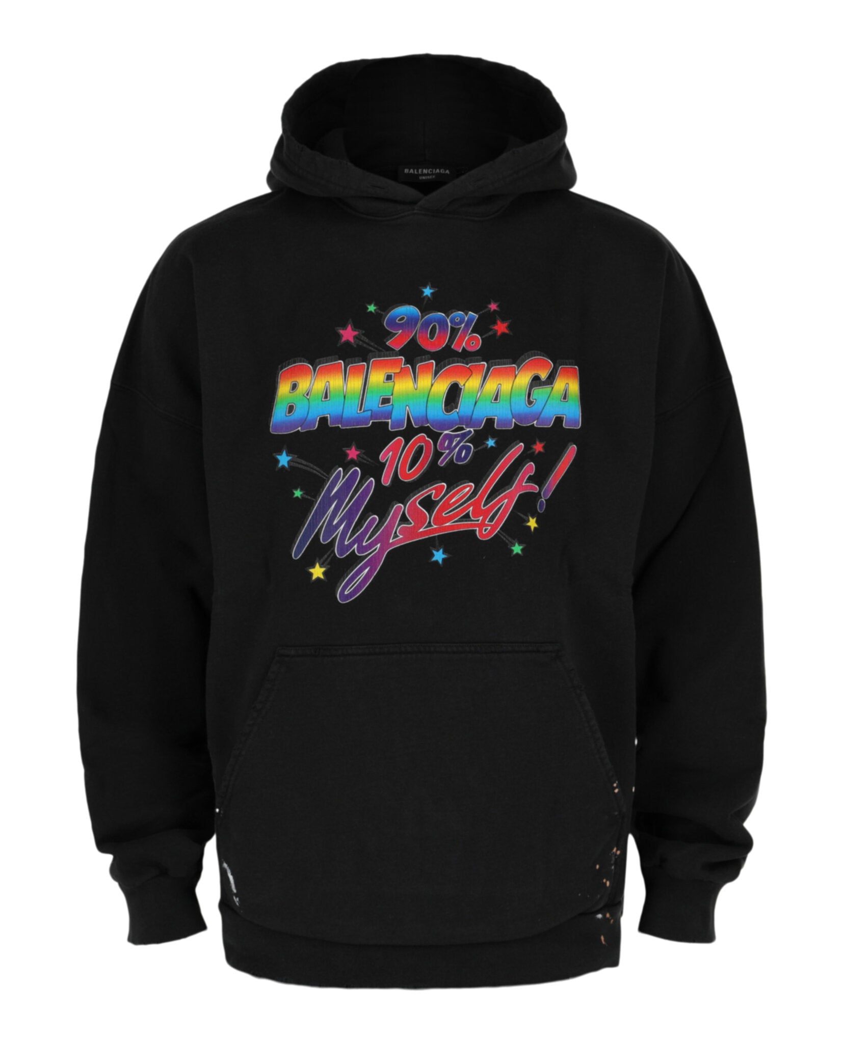 Balenciaga Unisex-Adult Distressed Graphic Hoodie Washed Black