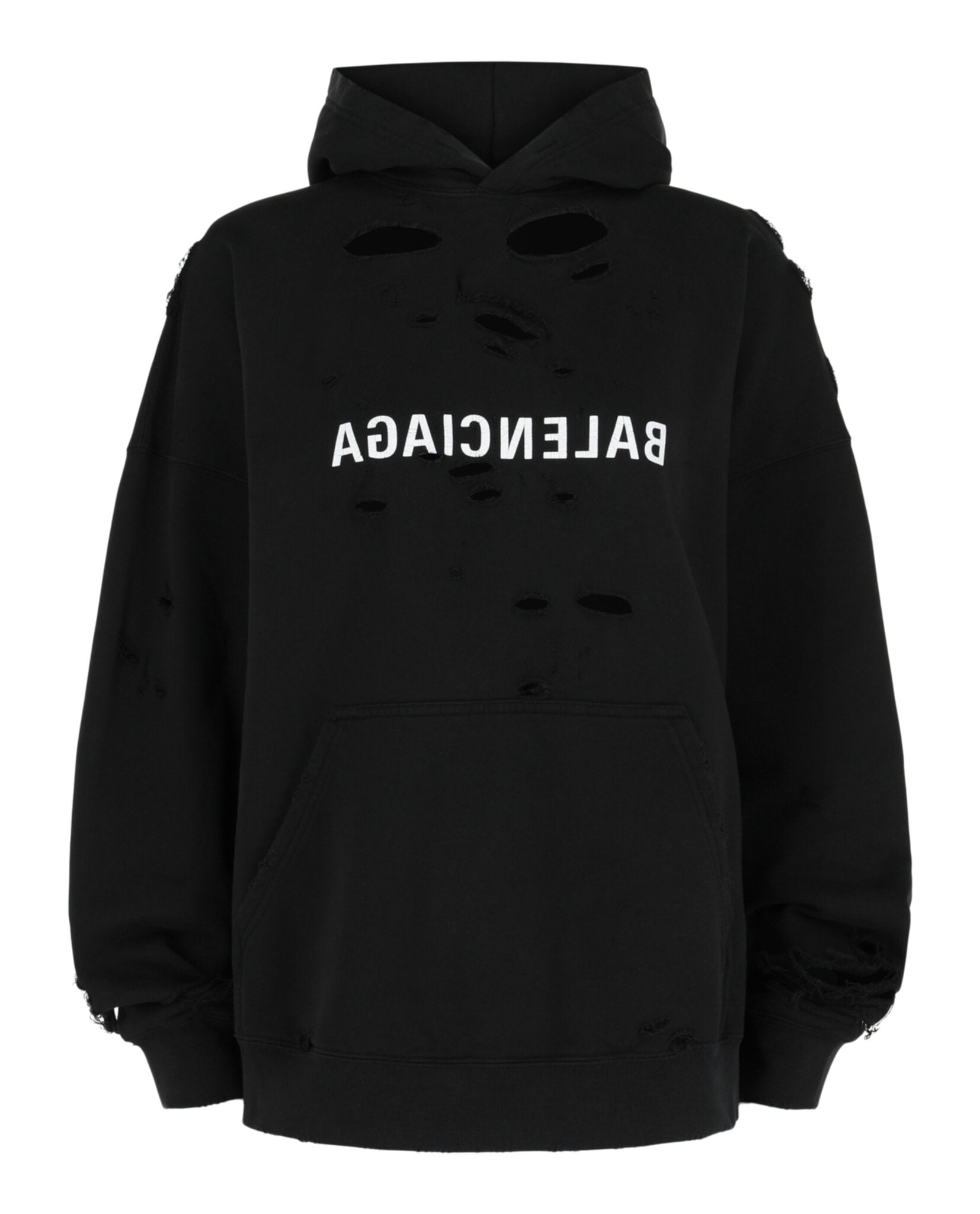 Balenciaga Balenciaga Womens Mirror Distressed Cotton Hoodie