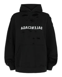 Balenciaga Balenciaga Womens Mirror Distressed Cotton Hoodie