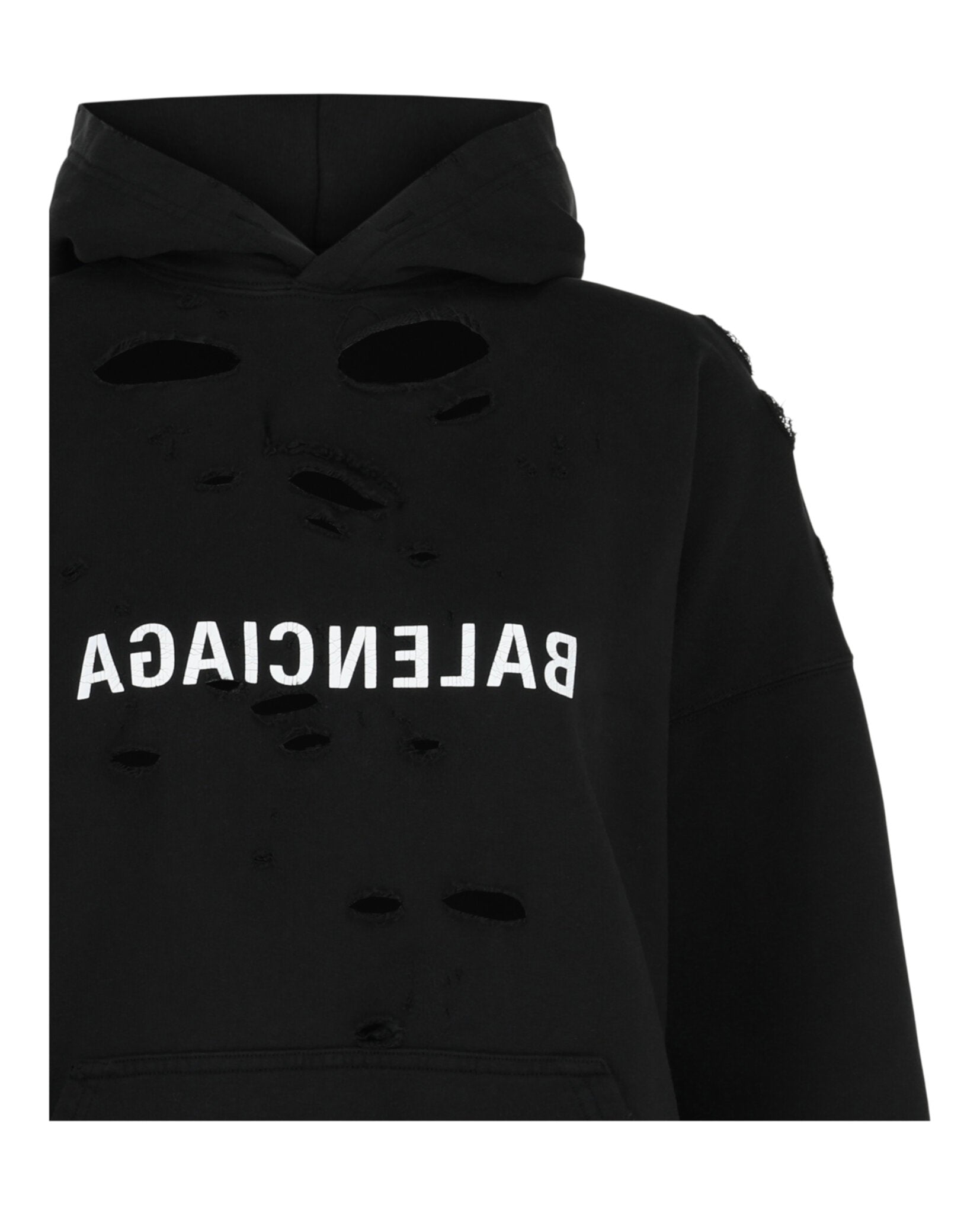 Balenciaga Balenciaga Womens Mirror Distressed Cotton Hoodie