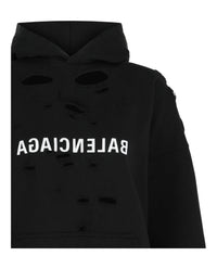 Balenciaga Balenciaga Womens Mirror Distressed Cotton Hoodie