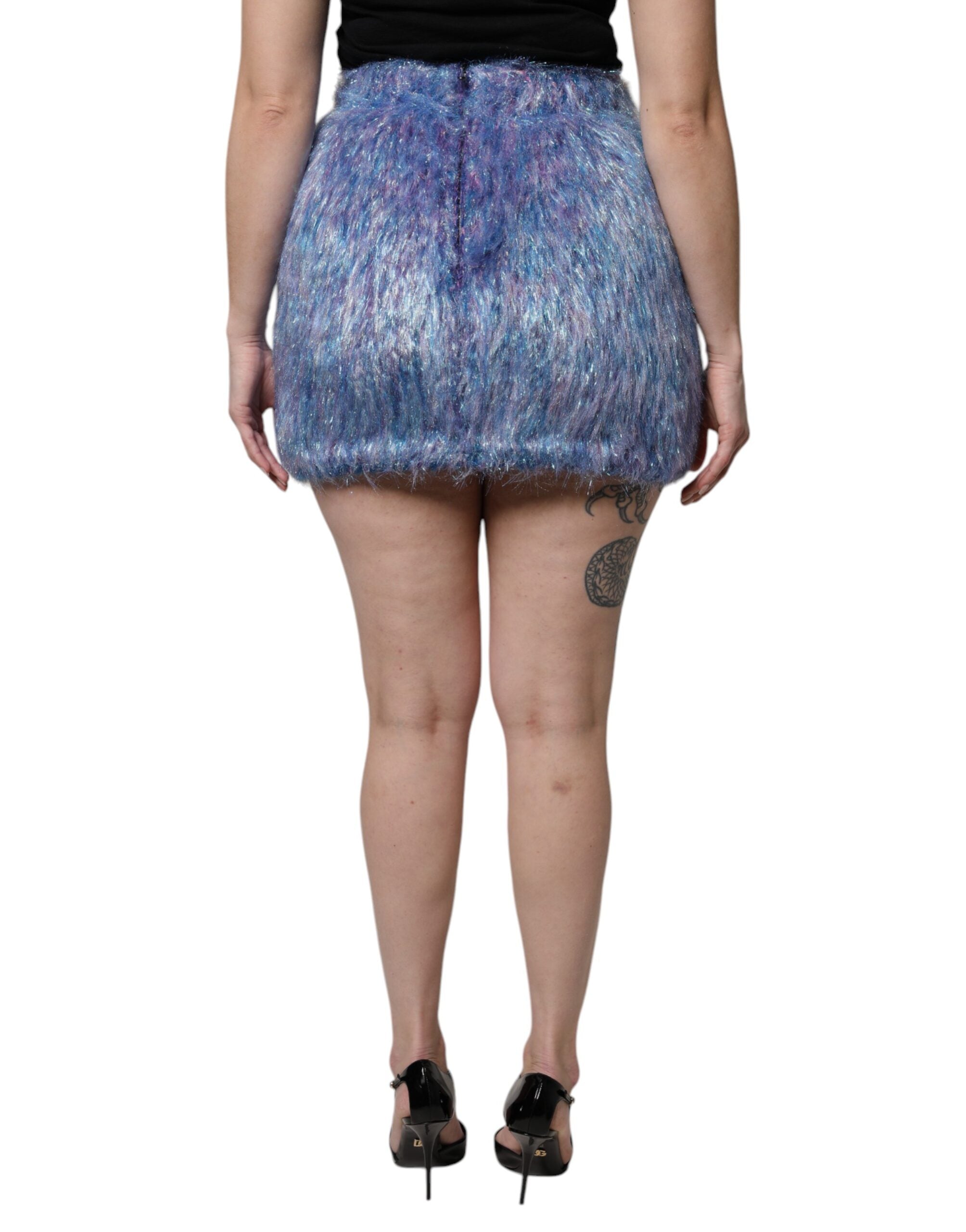 Dolce & Gabbana Multicolor Plush High Waist Mini Women's Skirt