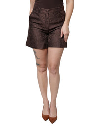 Dolce & Gabbana Brown Floral Brocade Mid Waist Mini Women's Short