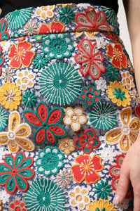Dolce & Gabbana Multicolor Floral Lace High Waist Mini Women's Skirt