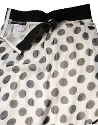 Dolce & Gabbana White Black Polka Dots Knee Length Women's Skirt