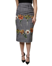 Dolce & Gabbana Multicolor Floral Print High Waist Pencil Cut Women's Skirt