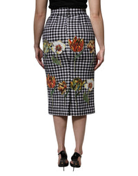 Dolce & Gabbana Multicolor Floral Print High Waist Pencil Cut Women's Skirt