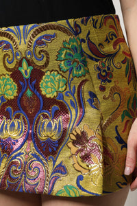 Dolce & Gabbana Multicolor Floral Jacquard Mid Waist Mini Women's Skirt
