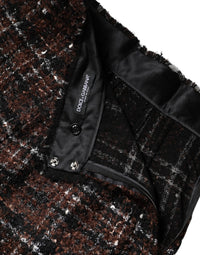 Dolce & Gabbana Multicolor High Waist Tartan Tweed Pencil Cut Women's Skirt