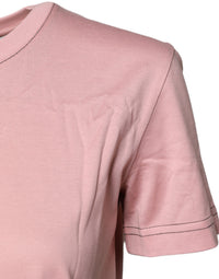 Dolce & Gabbana Pink Logo Print Cotton Crew Neck Women's T-shirt