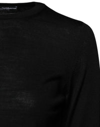 Dolce & Gabbana Black Wool Knit Crew Neck Pullover Women's Sweater
