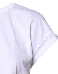 Dolce & Gabbana White Cotton Crew Neck Cropped T-shirt Women's Top