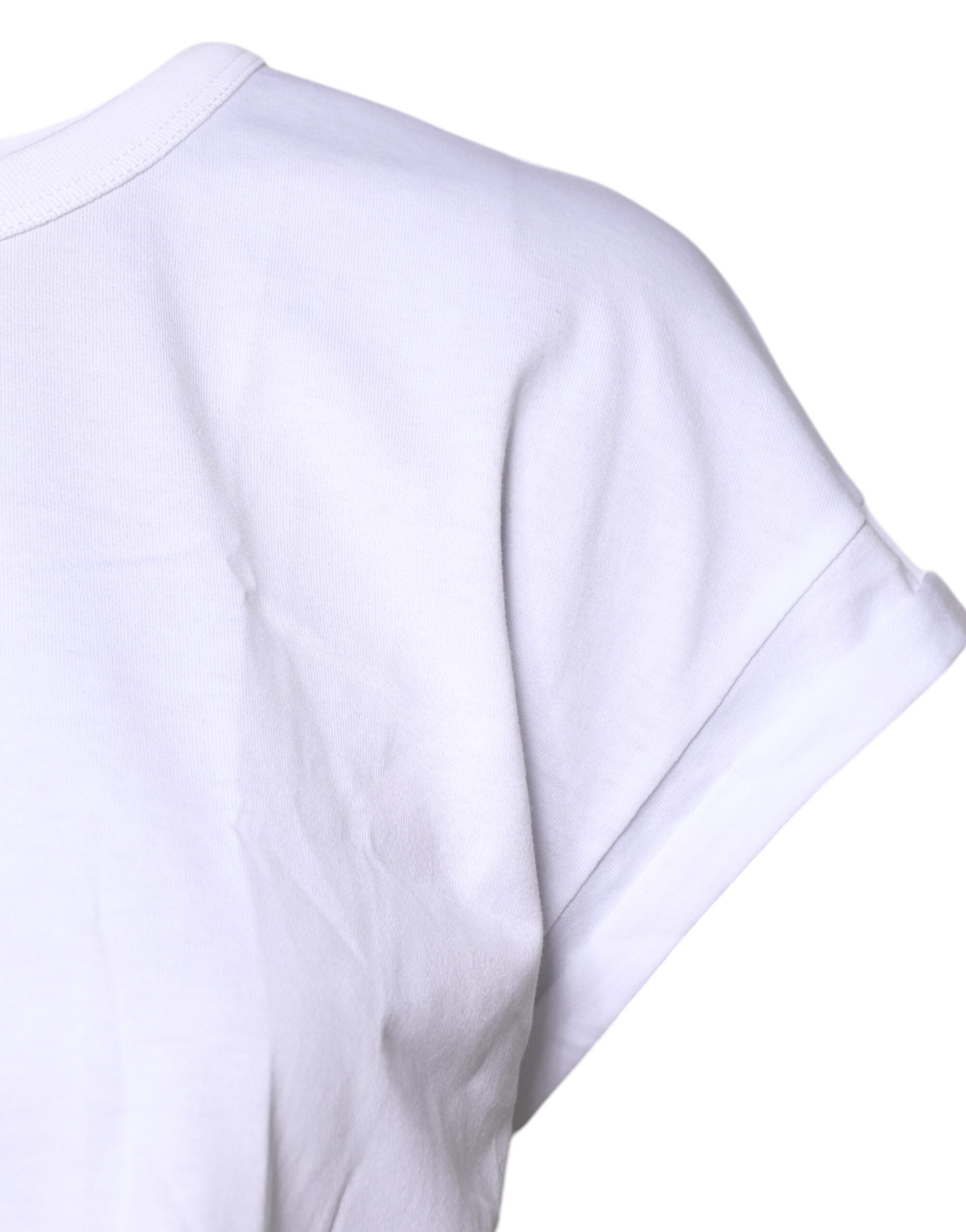 Dolce & Gabbana White Cotton Crew Neck Cropped T-shirt Women's Top