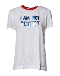 Dolce & Gabbana White Graphic Print Cotton Crew Neck Women's T-shirt