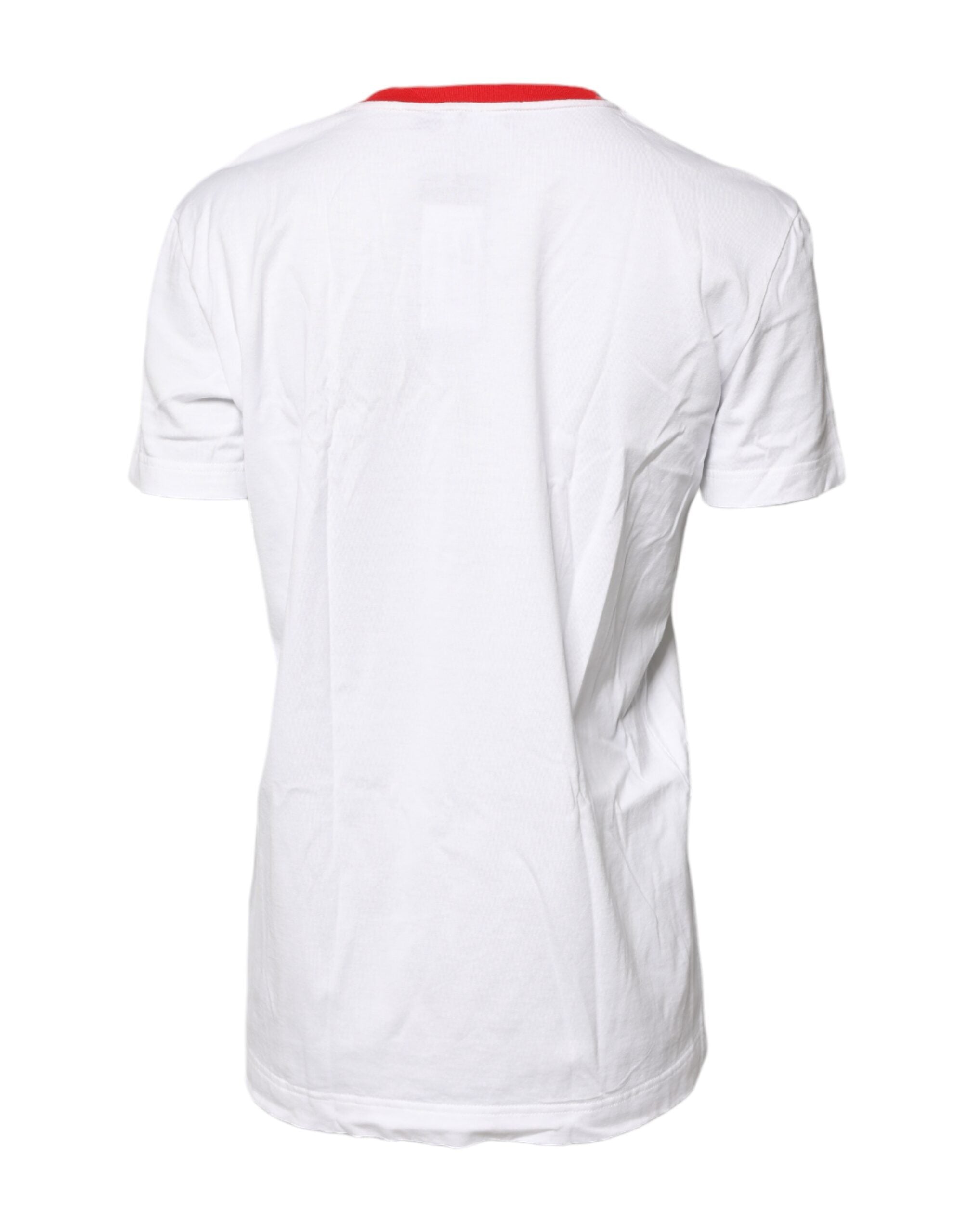 Dolce & Gabbana White Graphic Print Cotton Crew Neck Women's T-shirt