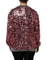 Dolce & Gabbana Pink DG Queen Sequin Pullover Women's Sweater