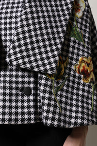 Dolce & Gabbana Black White Monochrome Patterned Floral Cape Women's Jacket