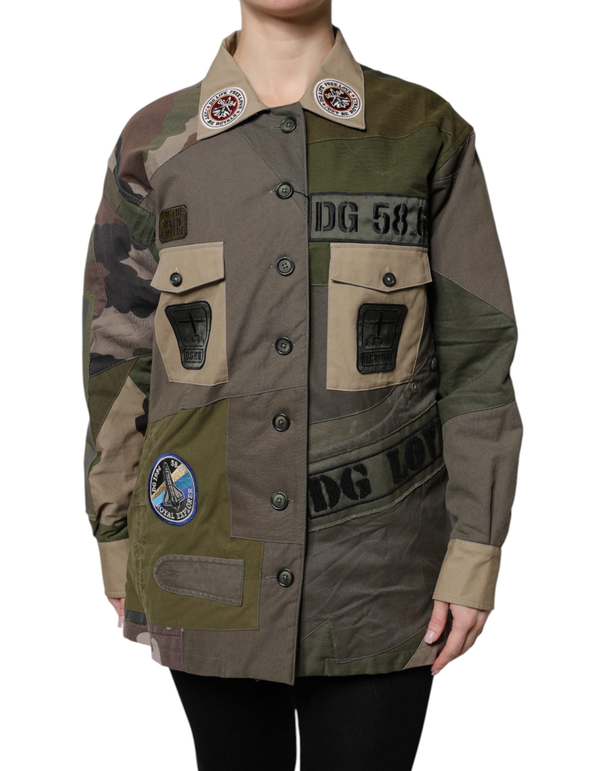 Dolce & Gabbana Dolce & Gabbana Military Green Cotton Button Down Women's Jacket