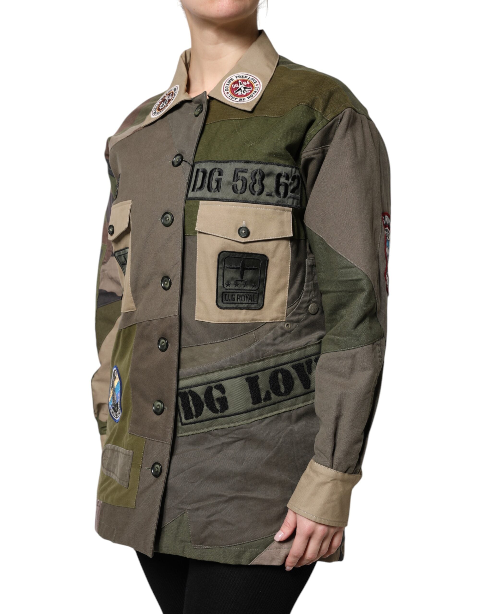 Dolce & Gabbana Dolce & Gabbana Military Green Cotton Button Down Women's Jacket
