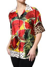 Dolce & Gabbana Multicolor Watermelon Collared Shirt Women's Top