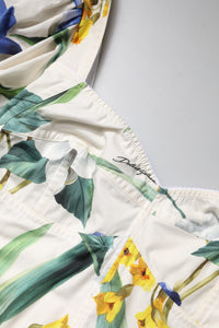 Dolce & Gabbana White Floral Puff Sleeves Crop Blouse Women's Top