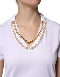 Dolce & Gabbana White Necklace Cotton Short Sleeve Women's T-shirt