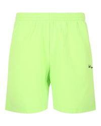 Balenciaga Mens Graphic Printed Sweat Shorts Green