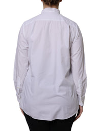 Dolce & Gabbana White Ascot Collar Long Sleeve Blouse Women's Top