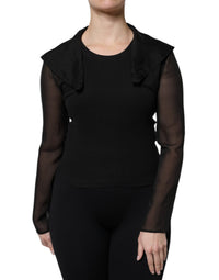 Dolce & Gabbana Black Silk Sheer Long Sleeves Blouse Women's Top