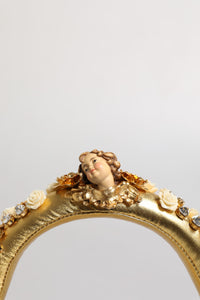 Dolce & Gabbana Dolce & Gabbana Gold Leather Floral Crystal Angel Headset Women's Headphones