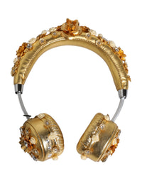 Dolce & Gabbana Dolce & Gabbana Gold Leather Floral Crystal Angel Headset Women's Headphones