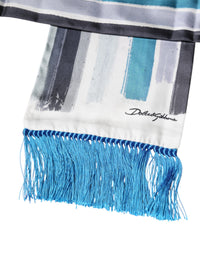 Dolce & Gabbana Multicolor Stripes Silk Fringes Neck Foulard Men's Scarf