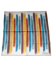 Dolce & Gabbana Multicolor Stripes Cotton Square Foulard Men's Scarf
