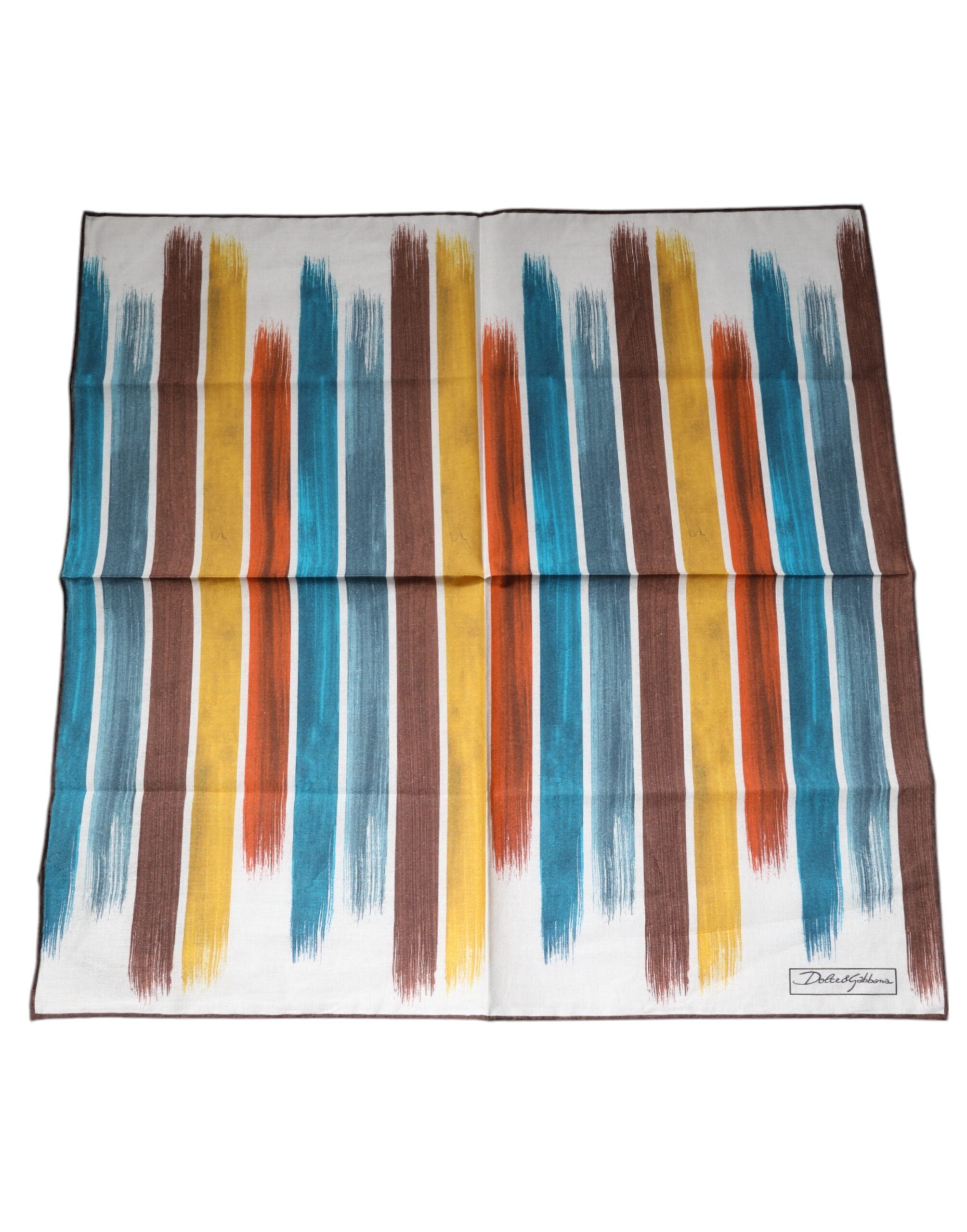 Dolce & Gabbana Multicolor Stripes Cotton Square Foulard Men's Scarf