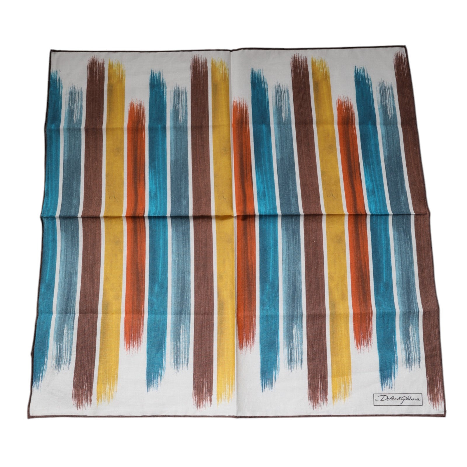 Dolce & Gabbana Multicolor Stripes Cotton Square Foulard Men's Scarf