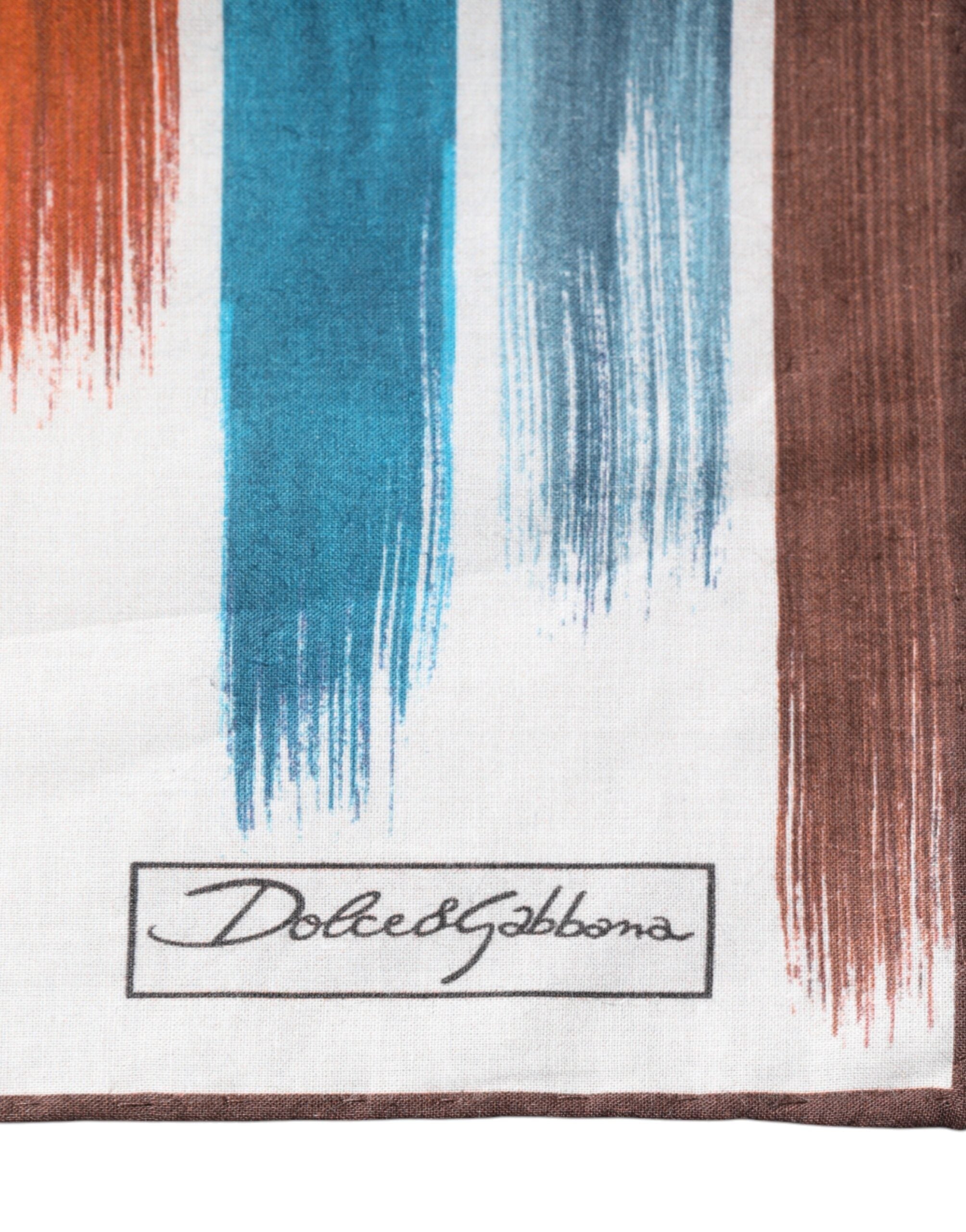 Dolce & Gabbana Multicolor Stripes Cotton Square Foulard Men's Scarf