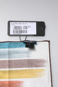 Dolce & Gabbana Multicolor Stripes Cotton Square Foulard Men's Scarf