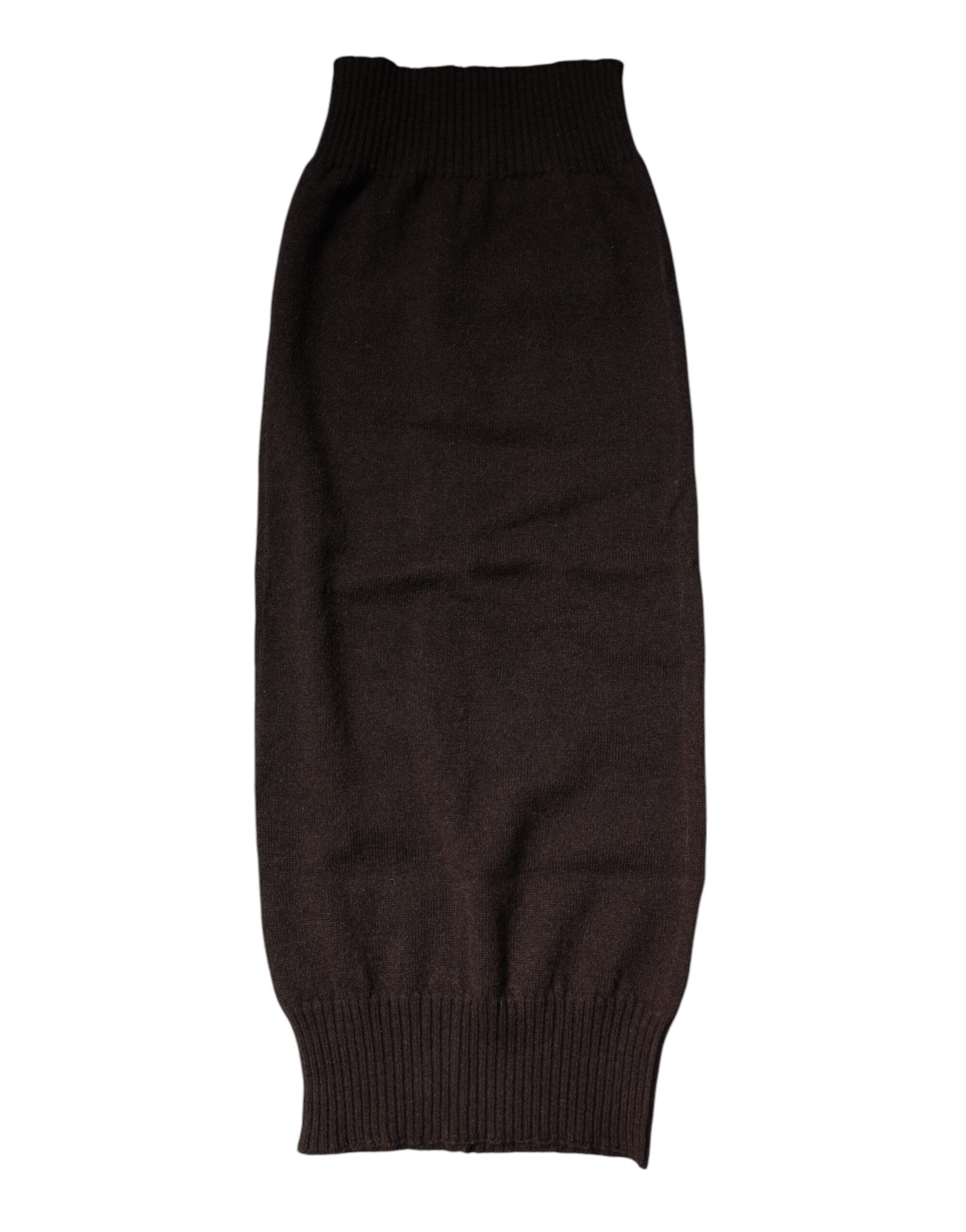 Dolce & Gabbana Brown Cashmere Knitted Neck Warmer Foulard Men's Scarf