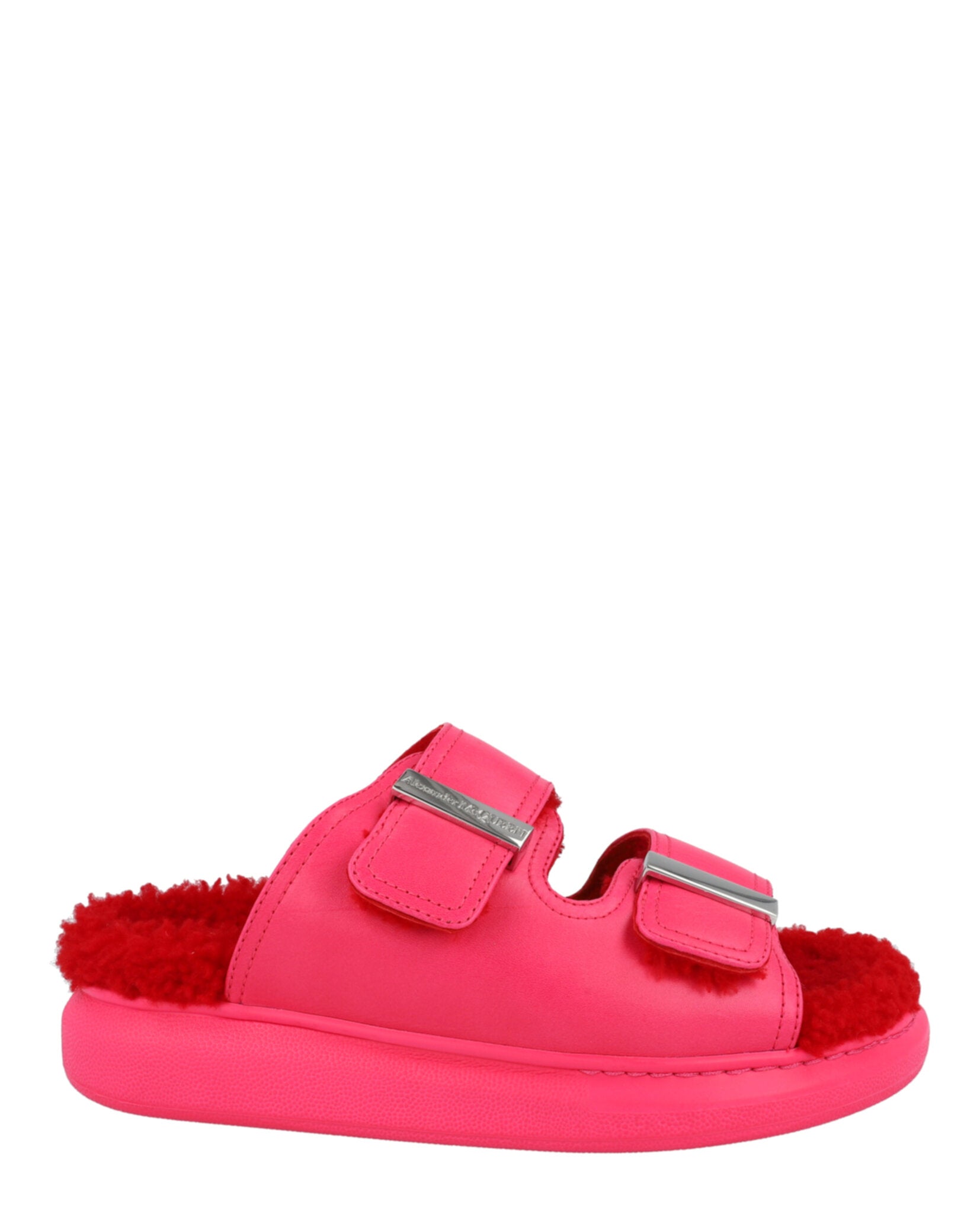 Alexander McQueen Womens Oversized Hybrid Slides Pink Silver