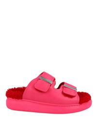 Alexander McQueen Womens Oversized Hybrid Slides Pink Silver