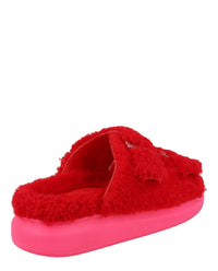 Alexander McQueen Womens Shearling Slide Sandals