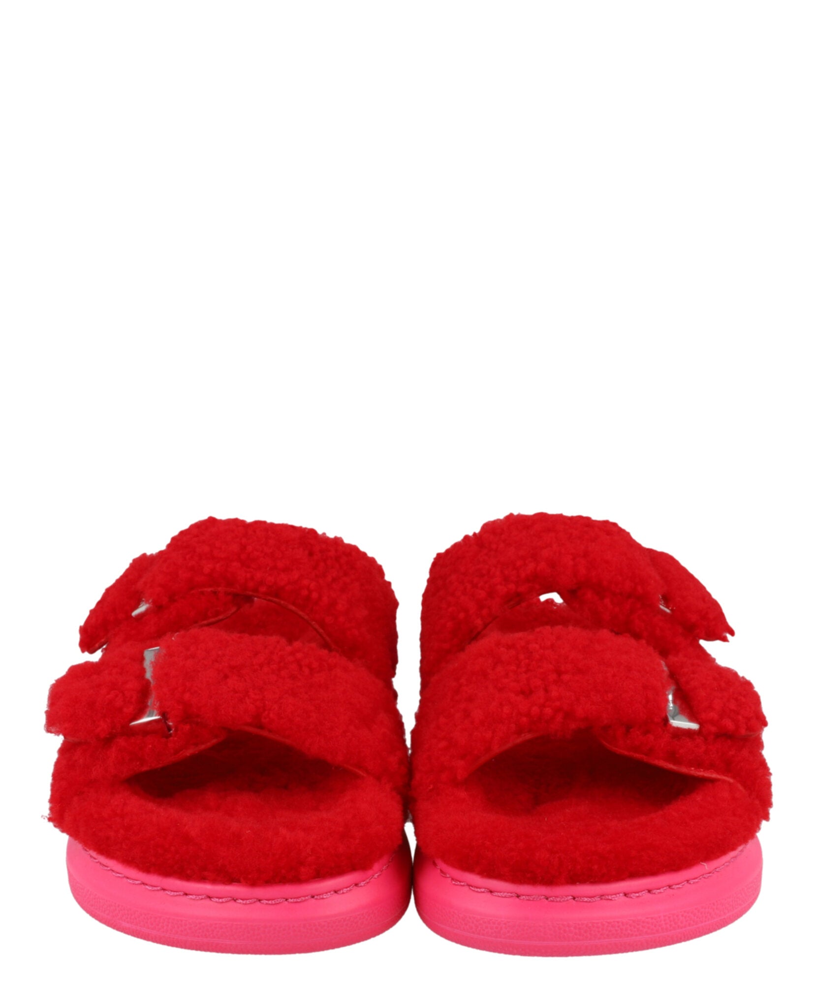 Alexander McQueen Womens Shearling Slide Sandals