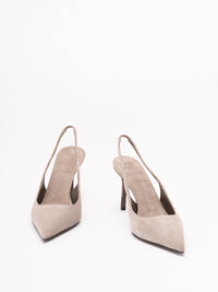 Brunello Cucinelli Women Suede Slingback Heels Whit Monili