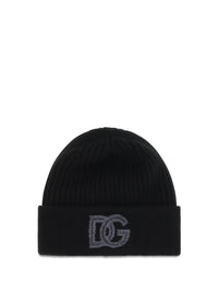 DOLCE & GABBANA Dolce & Gabbana Men Logo English Rib Knit Beanie