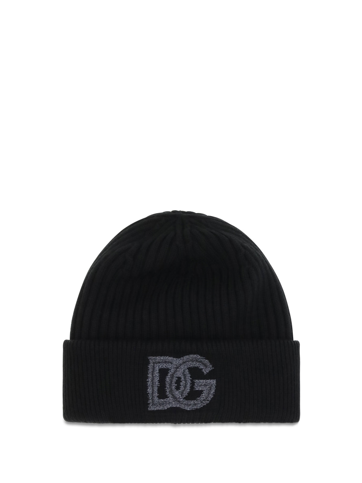 DOLCE & GABBANA Dolce & Gabbana Men Logo English Rib Knit Beanie