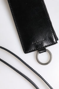 Dolce & Gabbana Dolce & Gabbana Black Leather Logo Embossed Lanyard Card Holder Men's Wallet