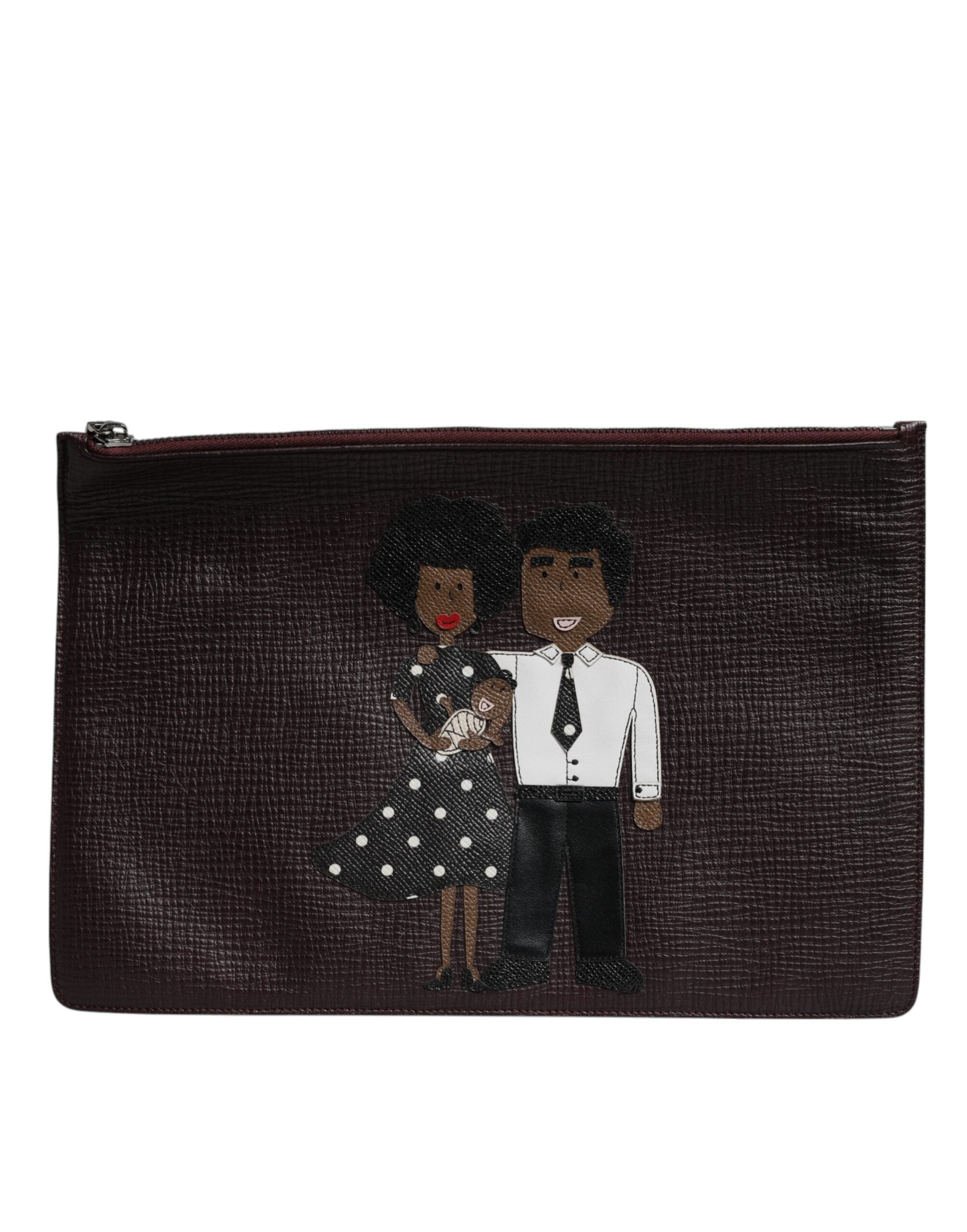 Dolce & Gabbana Dolce & Gabbana Brown Leather #DGFAMILY Embellished Men Clutch Pouch Men's Bag