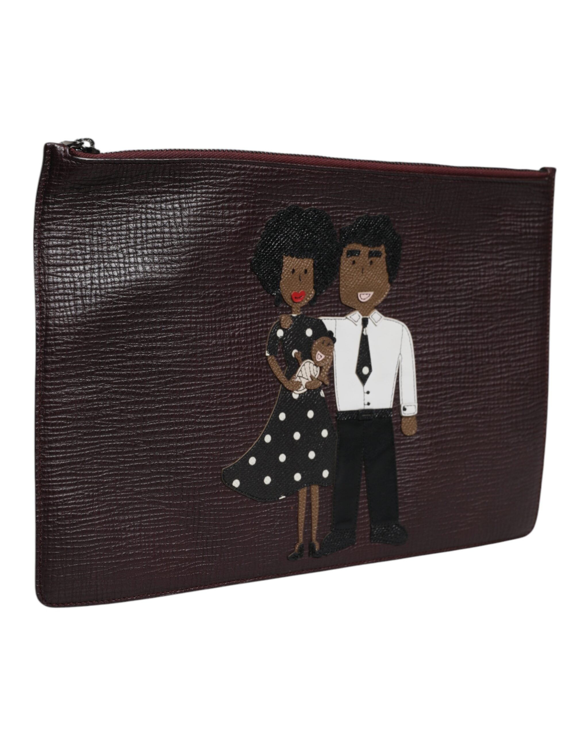 Dolce & Gabbana Dolce & Gabbana Brown Leather #DGFAMILY Embellished Men Clutch Pouch Men's Bag