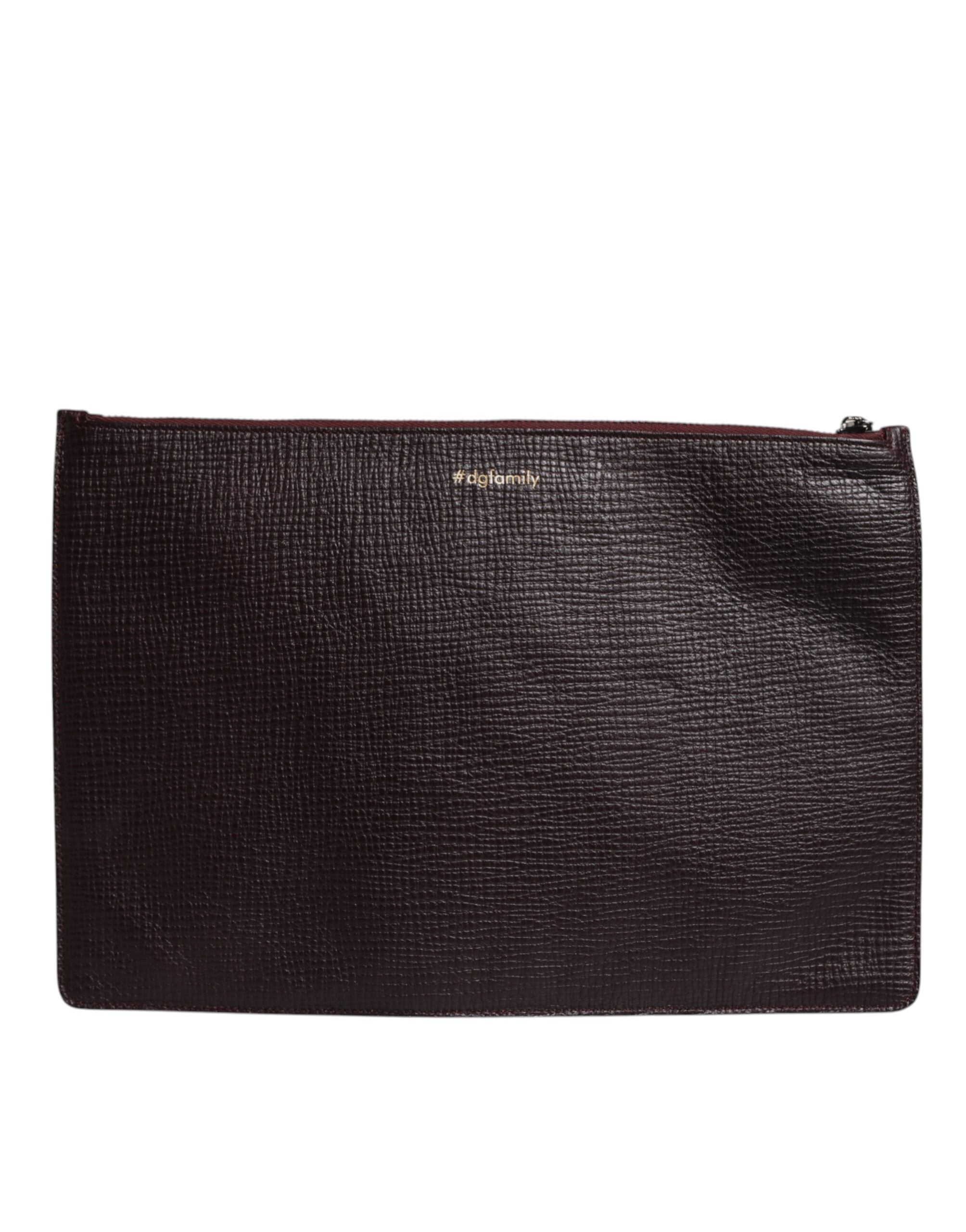 Dolce & Gabbana Dolce & Gabbana Brown Leather #DGFAMILY Embellished Men Clutch Pouch Men's Bag