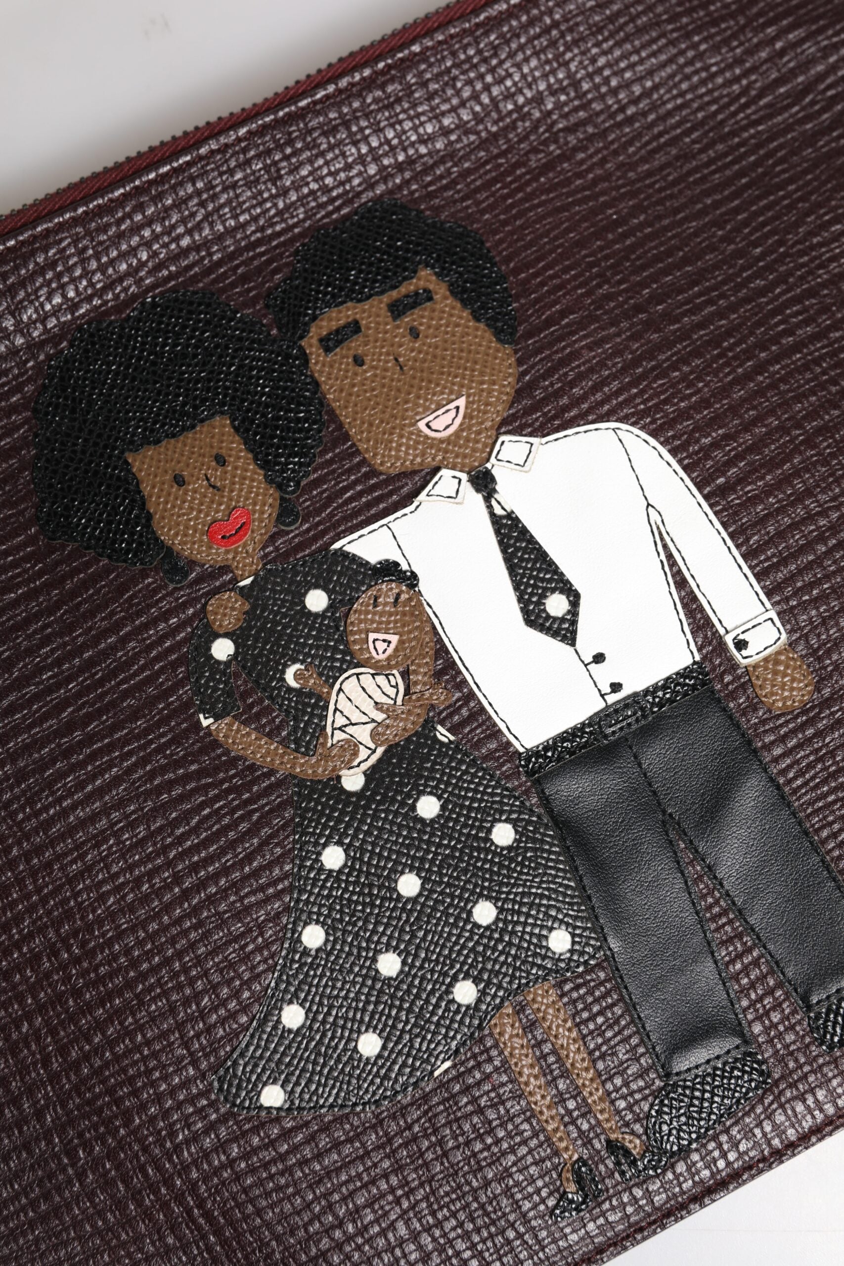 Dolce & Gabbana Dolce & Gabbana Brown Leather #DGFAMILY Embellished Men Clutch Pouch Men's Bag
